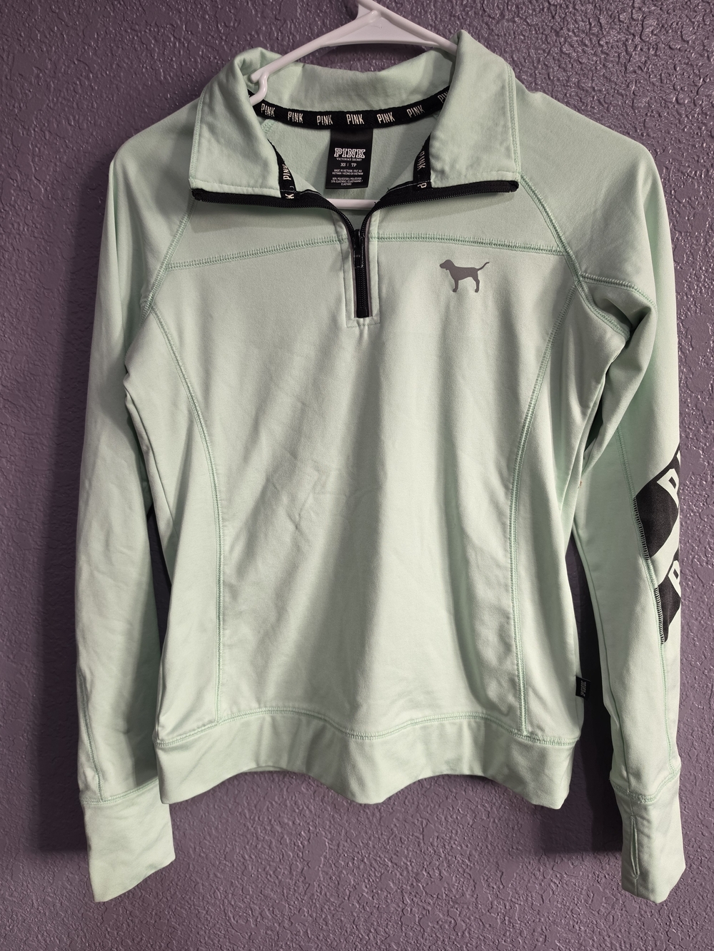 PINK Victoria's Secret Quarter-Zip Pullover Sweater in Mint Green